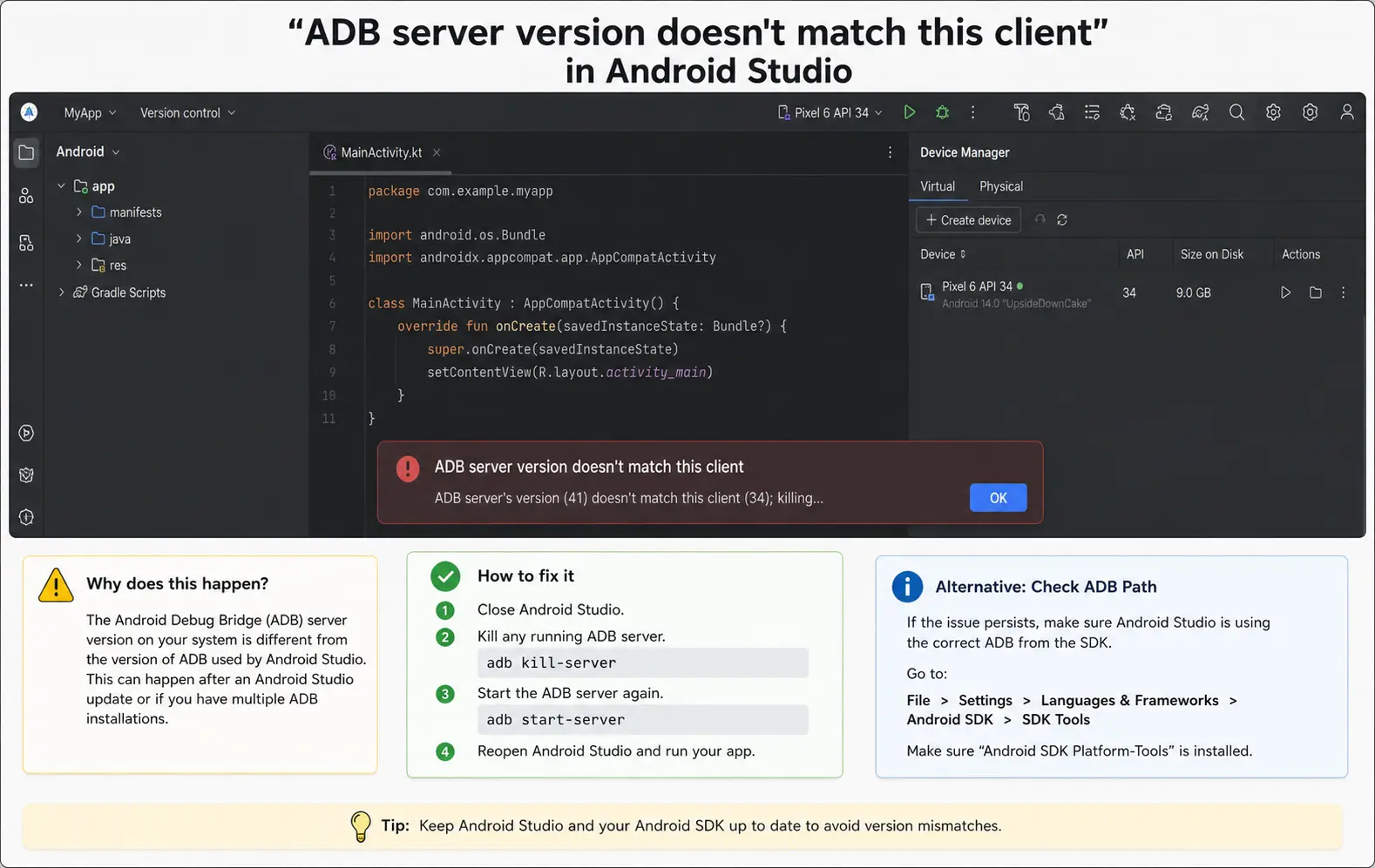 ADB Server Version Doesn't Match