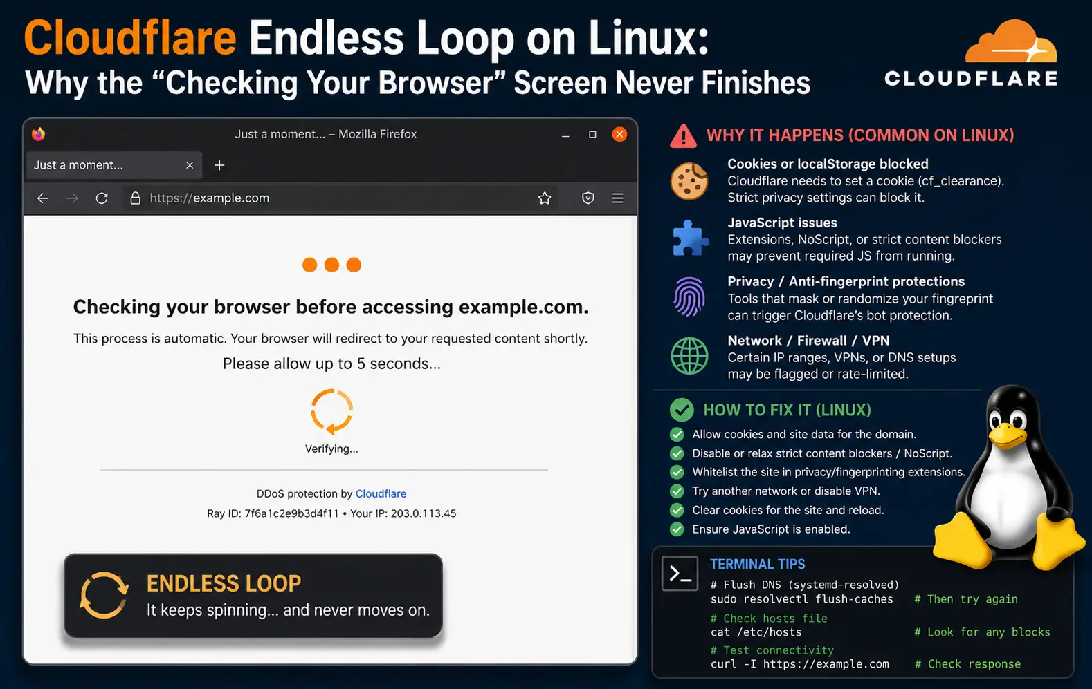 Cloudflare Checking Browser Loop Fix on Linux