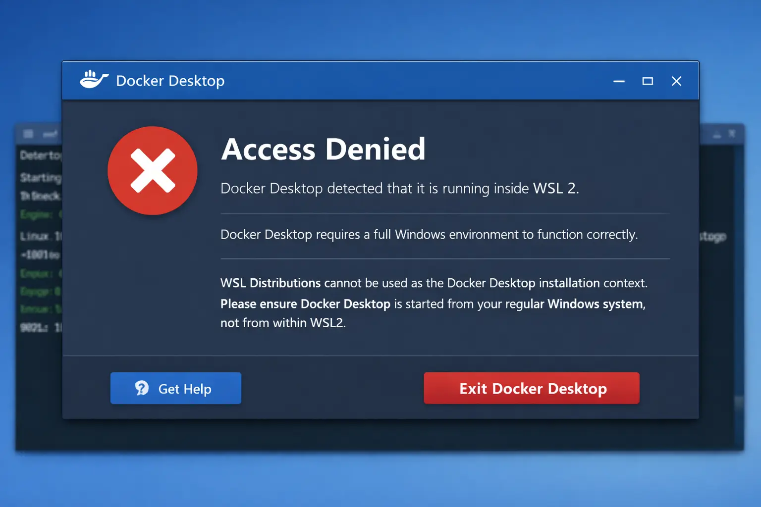 Docker Desktop Access Denied Error on WSL2